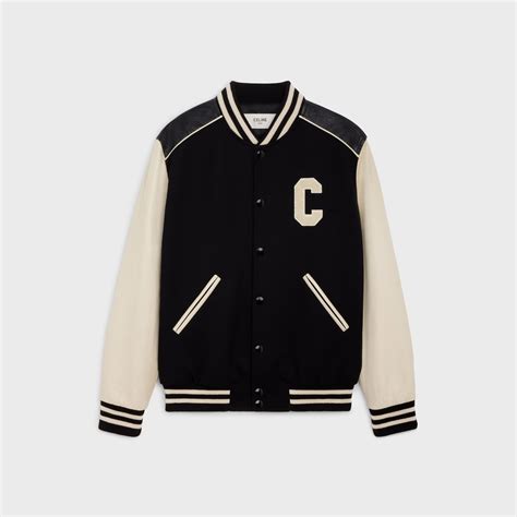 celine teddy jacket black|celine paris letterman jacket.